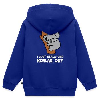Ich mag einfach wirklich Koalas, okay lustiger - Kinder Premium Organic Zip Hoodie - Royalblau - Hinten - AI Model Kid Male (0cm)