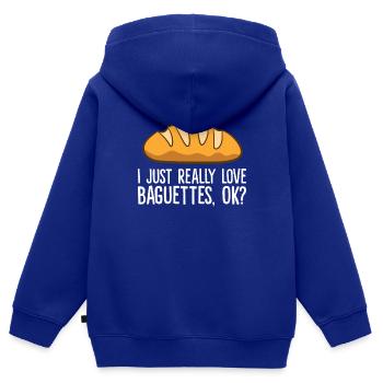 Ich mag Baguettes einfach sehr - Kinder Premium Organic Zip Hoodie - Royalblau - Hinten - AI Model Kid Male (0cm)