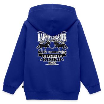 Pferd, Pferdezucht, Hannoveraner - Kinder Premium Organic Zip Hoodie - Royalblau - Hinten - AI Model Kid Male (0cm)