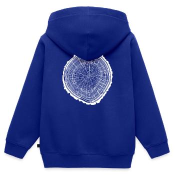 Holzscheibe mit Rinde - Kinder Premium Organic Zip Hoodie - Royalblau - Hinten - AI Model Kid Male (0cm)