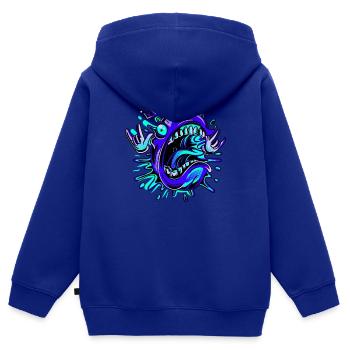 Verrückter Fischkopf mit Krone Nr.11 - Kinder Premium Organic Zip Hoodie - Royalblau - Hinten - AI Model Kid Male (0cm)