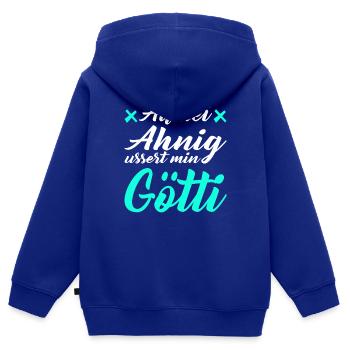 Gotti Götti Schweiz Geschenk zu Weihnachten - Kinder Premium Organic Zip Hoodie - Royalblau - Hinten - AI Model Kid Male (0cm)