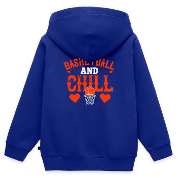 Basket &chill - Sweat Premium à capuche zippé enfant bio - bleu roi - Dos - AI Model Kid Male (0cm)