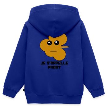 PROUT - Sweat Premium à capuche zippé enfant bio - bleu roi - Dos - AI Model Kid Male (0cm)
