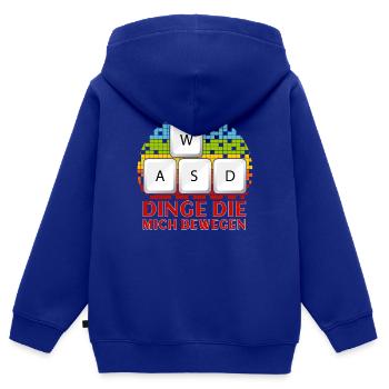 WASD Dinge Die Mich Bewegen - Kinder Premium Organic Zip Hoodie - Royalblau - Hinten - AI Model Kid Male (0cm)