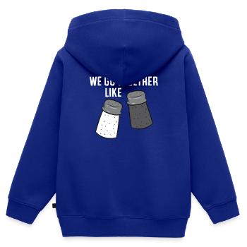 Wir passen zusammen wie Pfeffer und Salz - Kinder Premium Organic Zip Hoodie - Royalblau - Hinten - AI Model Kid Male (0cm)