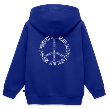Friedenszeichen Peace Weltfrieden - Kinder Premium Organic Zip Hoodie - Royalblau - Hinten - AI Model Kid Male (0cm)