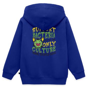 Unterstützen Sie die Kultur nur für Bakterien ? - Kinder Premium Organic Zip Hoodie - Royalblau - Hinten - AI Model Kid Male (0cm)