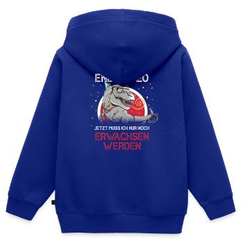 Endlich 20 Jetzt muss ich nur erwachsen werden - Kinder Premium Organic Zip Hoodie - Royalblau - Hinten - AI Model Kid Male (0cm)