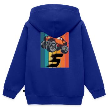 Monster Truck Geburtstag 5 Jahre Monstertruck - Kinder Premium Organic Zip Hoodie - Royalblau - Hinten - AI Model Kid Male (0cm)