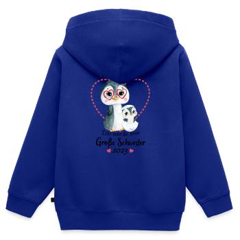 Ich Werde Eine Große Schwester 2023 - Kinder Premium Organic Zip Hoodie - Royalblau - Hinten - AI Model Kid Male (0cm)