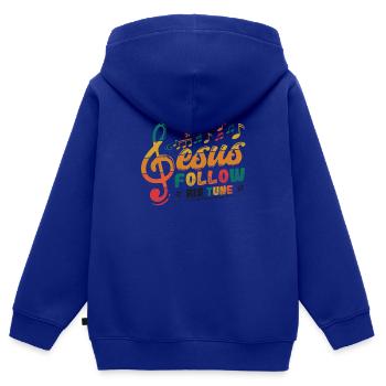 Jesus, clef, music, religious. - Kids Premium Organic Zip-up Hoodie - royal blue - Back - AI Model Kid Male (0cm)