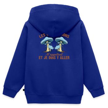 Champignon Forêt Idée Cadeau Nature Automne Hobby - Sweat Premium à capuche zippé enfant bio - bleu roi - Dos - AI Model Kid Male (0cm)