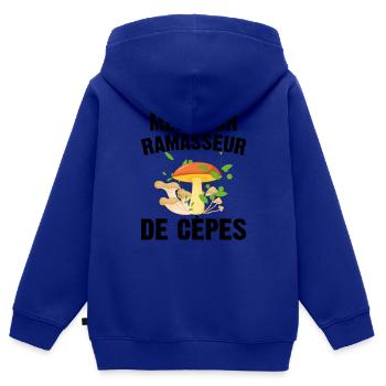Meilleur Ramasseur De Cèpes Champignon Cadeau Cèpe - Sweat Premium à capuche zippé enfant bio - bleu roi - Dos - AI Model Kid Male (0cm)