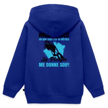 La Plongée Me Donne Soif Mer Cadeau Plongeur Apnée - Sweat Premium à capuche zippé enfant bio - bleu roi - Dos - AI Model Kid Male (0cm)