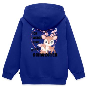 Ich Werde Eine Große Schwester 2023 - Kinder Premium Organic Zip Hoodie - Royalblau - Hinten - AI Model Kid Male (0cm)