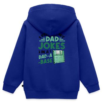 Ich behalte alle Witze meines Vaters. - Kinder Premium Organic Zip Hoodie - Royalblau - Hinten - AI Model Kid Male (0cm)