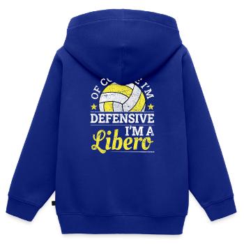 Of Course I Get Defensive I'm A Libero - Kinder Premium Organic Zip Hoodie - Royalblau - Hinten - AI Model Kid Male (0cm)