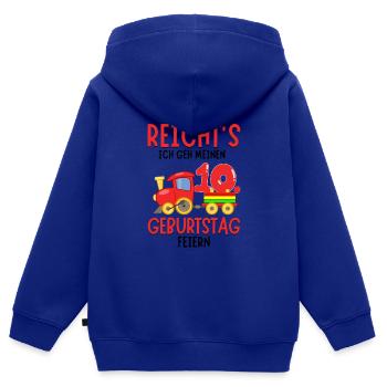 10. Geburtstag Geburtstagsgeschenk mit Eisenbahn - Kinder Premium Organic Zip Hoodie - Royalblau - Hinten - AI Model Kid Male (0cm)