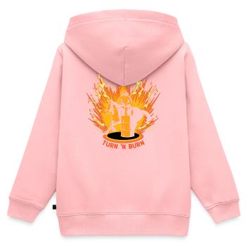 Turn and Burn - Kinder Premium Organic Zip Hoodie - Rosa - Hinten - AI Model Kid Female (0cm)