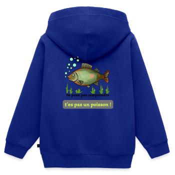 poisson vert : tu peux pas comprendre ! - Sweat Premium à capuche zippé enfant bio - bleu roi - Dos - AI Model Kid Male (0cm)