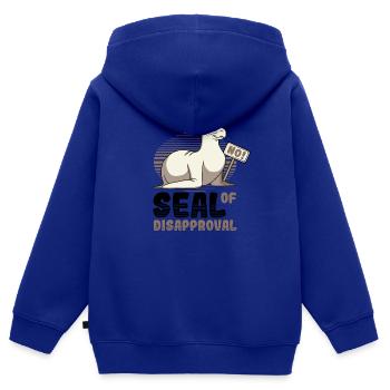 Sceau de rejet dire non. - Sweat Premium à capuche zippé enfant bio - bleu roi - Dos - AI Model Kid Male (0cm)