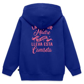La Meilleure Mère Du Monde Porte Ce T-shirt - Sweat Premium à capuche zippé enfant bio - bleu roi - Dos - AI Model Kid Male (0cm)