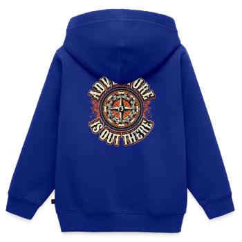 Abenteuer ist da draußen. - Kinder Premium Organic Zip Hoodie - Royalblau - Hinten - AI Model Kid Male (0cm)
