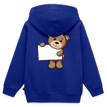 Teddy Schild - Kinder Premium Organic Zip Hoodie - Royalblau - Hinten - AI Model Kid Male (0cm)
