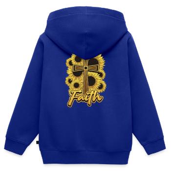Religiöse Sonnenblumenkreuz christlicher Glaube - Kinder Premium Organic Zip Hoodie - Royalblau - Hinten - AI Model Kid Male (0cm)