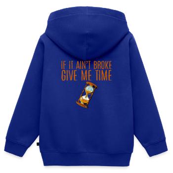 If It Ain't Broke, Give Me Time 4 - Kinder Premium Organic Zip Hoodie - Royalblau - Hinten - AI Model Kid Male (0cm)