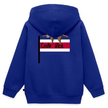 Costa Rica Faultier auf der Flagge von Costa Rica - Kinder Premium Organic Zip Hoodie - Royalblau - Hinten - AI Model Kid Male (0cm)
