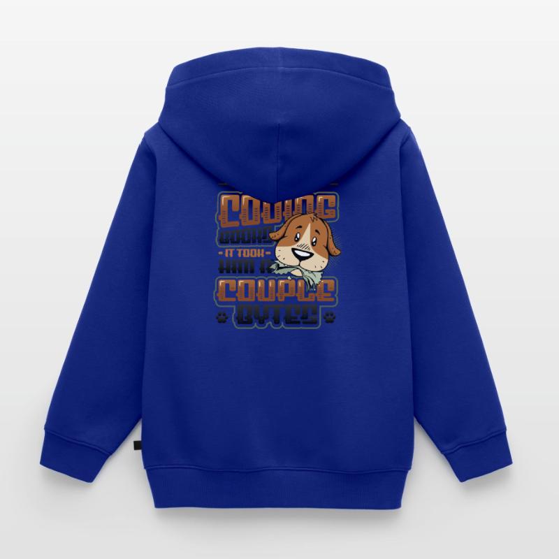 Dog Bytes Code Programmation de blagues informatiques Sweat Premium à capuche zippé enfant bio