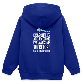 Les libellules sont géniales Je suis donc - Sweat Premium à capuche zippé enfant bio - bleu roi - Dos - AI Model Kid Male (0cm)