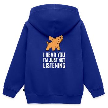 Cavapoo Ich höre dich, ich höre nur nicht zu - Kinder Premium Organic Zip Hoodie - Royalblau - Hinten - AI Model Kid Male (0cm)