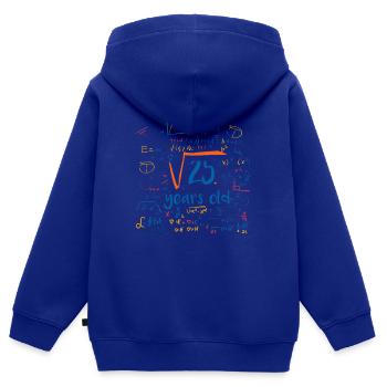 square root 25 years old - Sweat Premium à capuche zippé enfant bio - bleu roi - Dos - AI Model Kid Male (0cm)