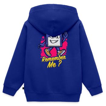 Programmeur Retro-diskette Disquette - Sweat Premium à capuche zippé enfant bio - bleu roi - Dos - AI Model Kid Male (0cm)