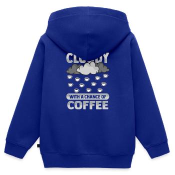 Nuageux avec une chance pour la conception de café - Sweat Premium à capuche zippé enfant bio - bleu roi - Dos - AI Model Kid Male (0cm)
