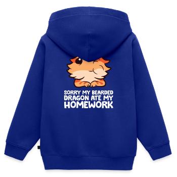 Entschuldigung, meine Bartagame hat meine - Kinder Premium Organic Zip Hoodie - Royalblau - Hinten - AI Model Kid Male (0cm)