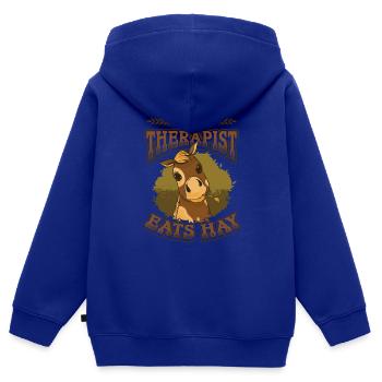 Mein Therapeut Isst Heu Pferdeliebhaber - Kinder Premium Organic Zip Hoodie - Royalblau - Hinten - AI Model Kid Male (0cm)