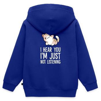 Ich höre dich, ich höre nur nicht zu Lustige Katze - Kinder Premium Organic Zip Hoodie - Royalblau - Hinten - AI Model Kid Male (0cm)