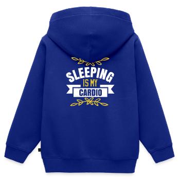 Dormir est mon cardio - Sweat Premium à capuche zippé enfant bio - bleu roi - Dos - AI Model Kid Male (0cm)