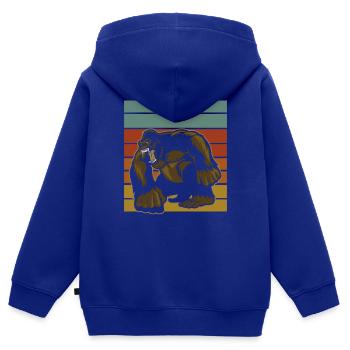 Gorilla - Kinder Premium Organic Zip Hoodie - Royalblau - Hinten - AI Model Kid Male (0cm)