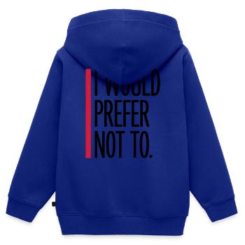 Je préfère ne pas - Sweat Premium à capuche zippé enfant bio - bleu roi - Dos - AI Model Kid Male (0cm)