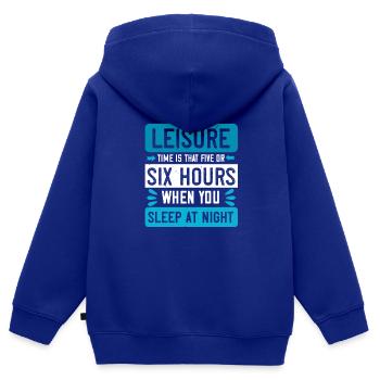 Freizeit ist die fünf oder sechs Stunden, in denen Sie - Kinder Premium Organic Zip Hoodie - Royalblau - Hinten - AI Model Kid Male (0cm)