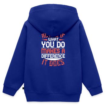 Tun Sie so, als ob das, was Sie tun, einen Unterschied macht. Das tut es. - Kinder Premium Organic Zip Hoodie - Royalblau - Hinten - AI Model Kid Male (0cm)
