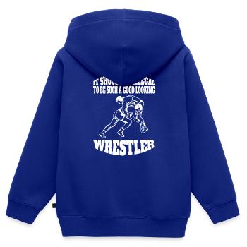 Wrestling Funny Wrestling Gift Wrestler Saying - Kids Premium Organic Zip-up Hoodie - royal blue - Back - AI Model Kid Male (0cm)