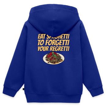 Eat Spaghetti To Forgetti Your Regretti 6 - Kinder Premium Organic Zip Hoodie - Royalblau - Hinten - AI Model Kid Male (0cm)