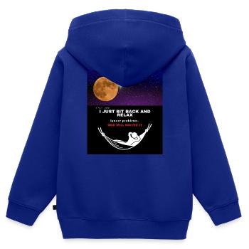 I just sit back and Relax - Kids Premium Organic Zip-up Hoodie - royal blue - Back - AI Model Kid Male (0cm)