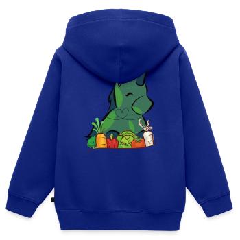 Veggie Einhorn - Kinder Premium Organic Zip Hoodie - Royalblau - Hinten - AI Model Kid Male (0cm)